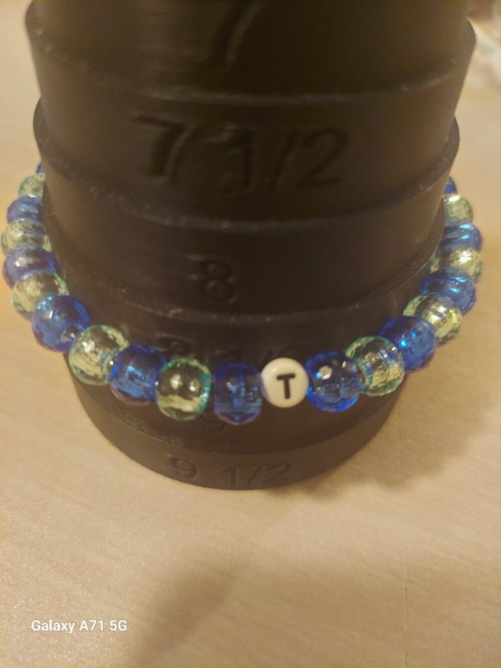 Handmade Blue & Light Blue Crackle Bead Bracelet